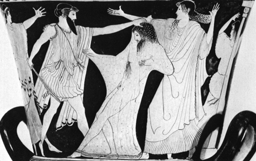 Aigisthus Kills Agamemnon, urged on by Clytemnestra